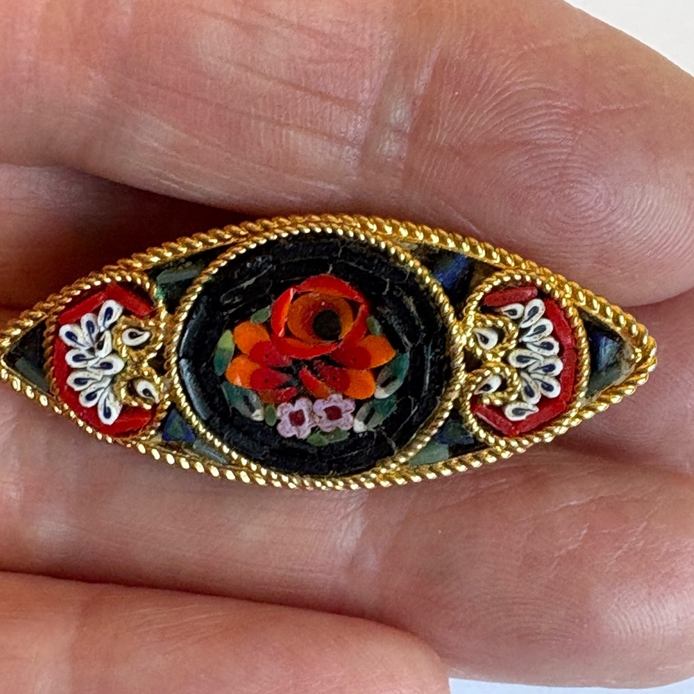 Colorful Vintage Italian Micro Mosaic Brooch